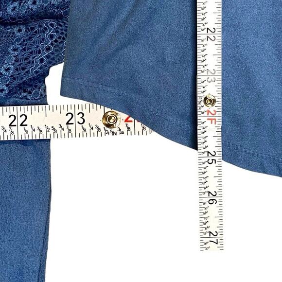 Boho Chic Faux Suede Top Womens XL Lace Feminine Cell Sleeve Office Casual Flowy - Picture 5 of 6